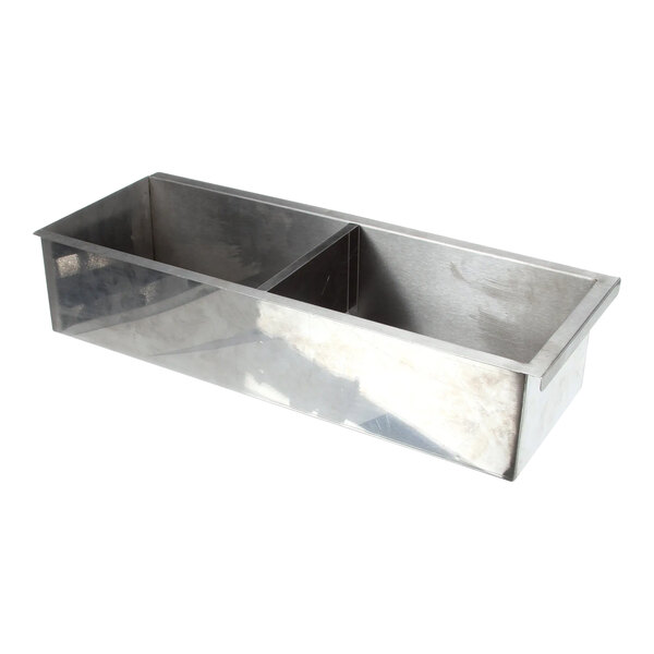 A stainless steel Wells pan drawer with two compartments.