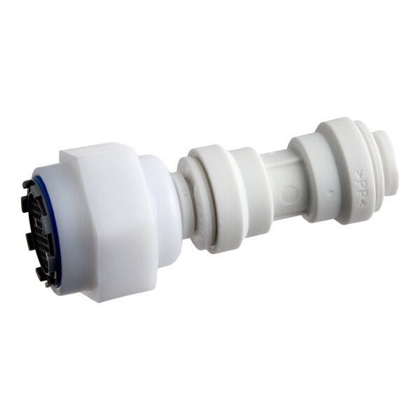 An aerator conversion kit for Scotsman ice machines, featuring a white plastic connector with multiple fittings.
