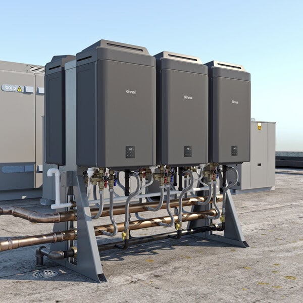 Rinnai TRS06CXiN Freestanding 6 Unit Tankless Rack System with SENSEI CX199i Water Heaters - 120V, 1,194,000 BTU, 32.4 GPM