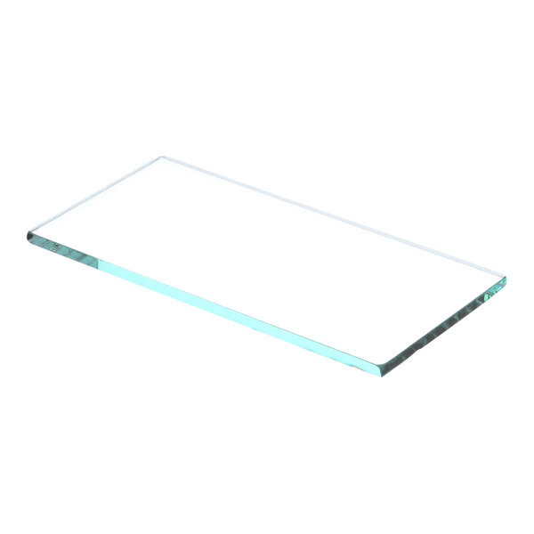 A clear rectangular glass plate.