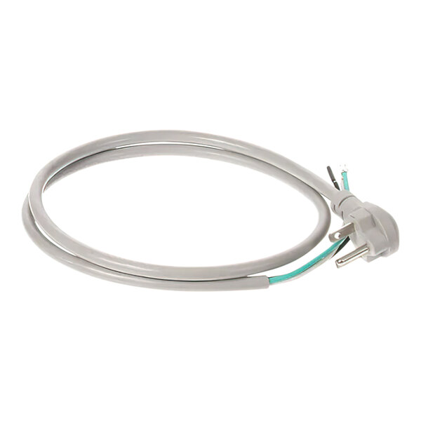 A grey Wells cord set with a white plug and green wire.