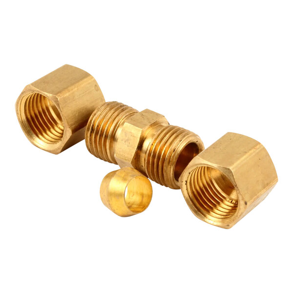 A brass Southbend Union threaded connector.