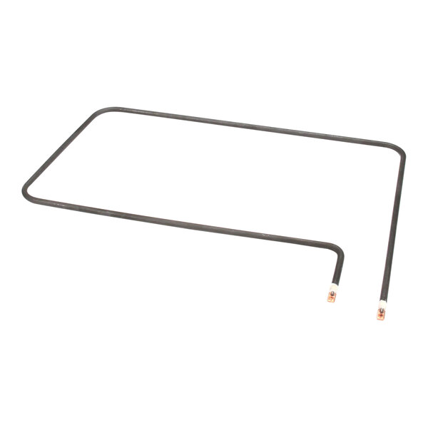 A black rectangular metal wire with orange ends.