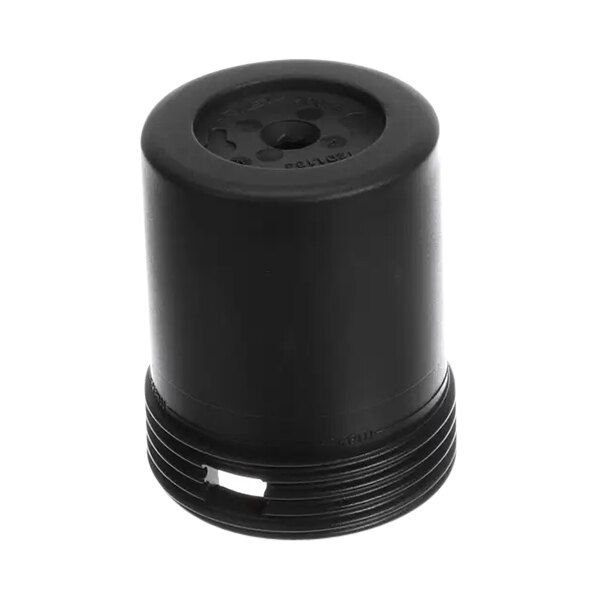 A black round lower part of a pedestal with a hole.