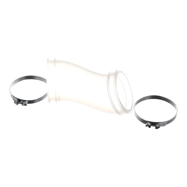 A plastic tube with a rubber form piece attached to metal rings.