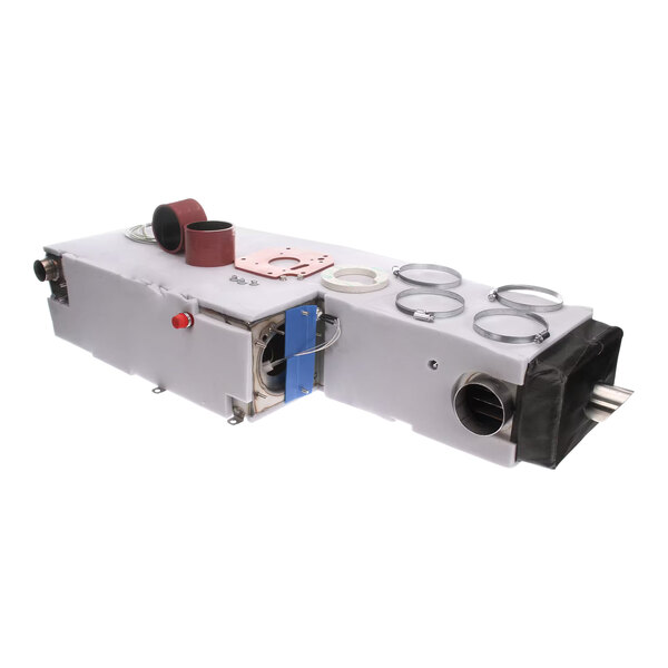 A white Rational steam generator with metal rings.