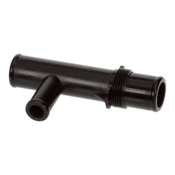A black plastic pipe with a nozzle.