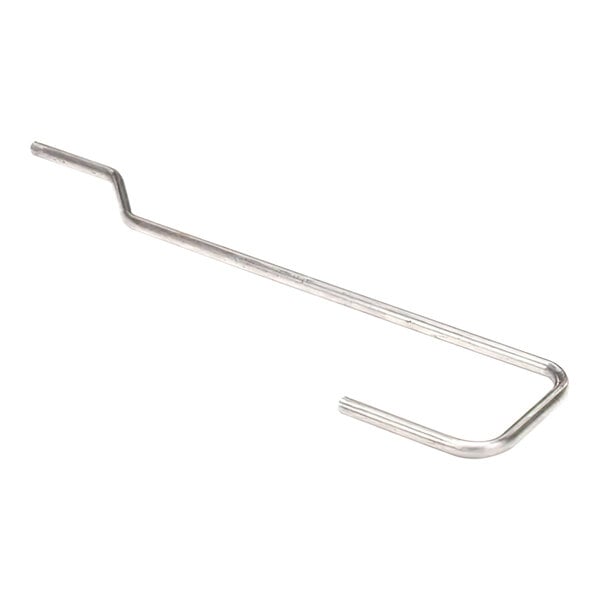 A long silver bent metal rod.