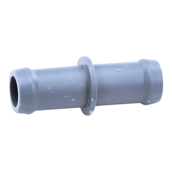 A grey plastic pipe fitting with a nozzle.
