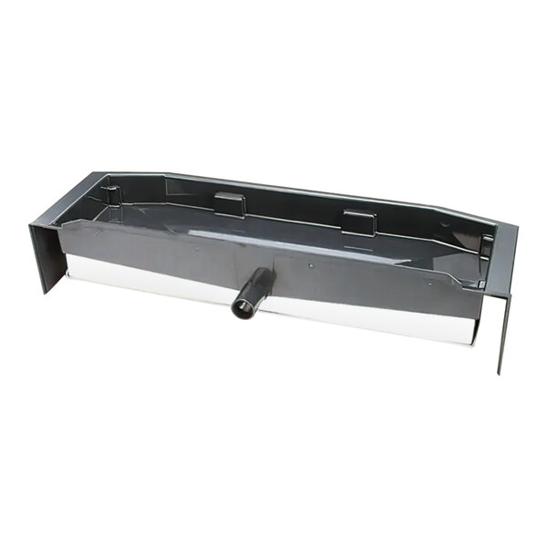 A metal container with a drain and a pipe, the Scotsman sink assembly.