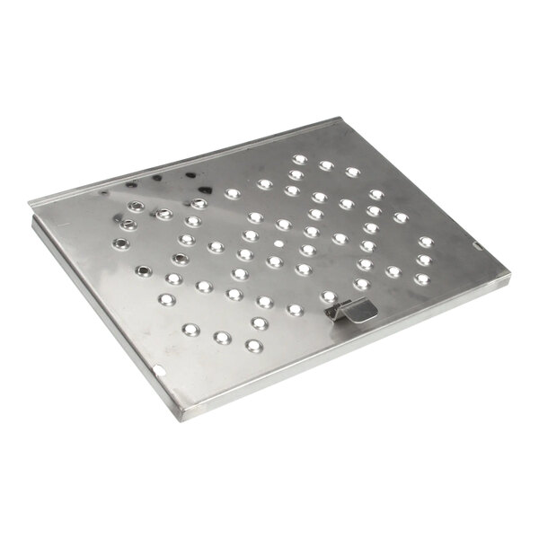 A stainless steel TurboChef bottom jet plate with holes.