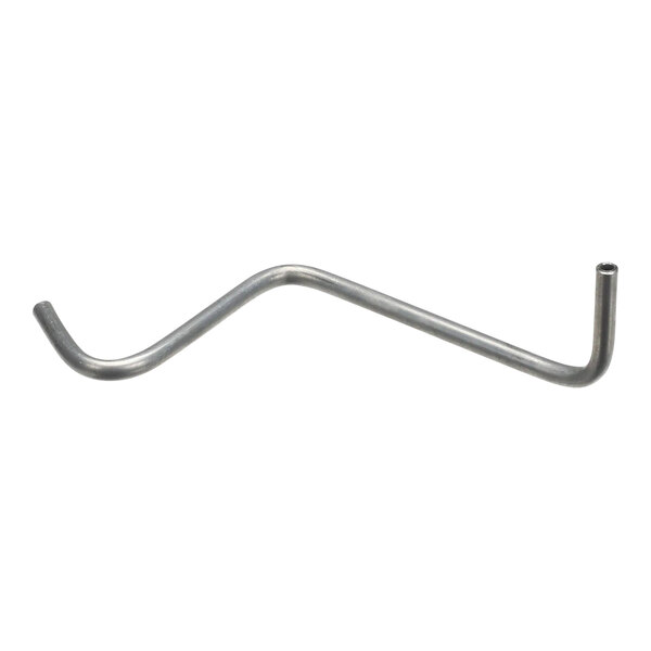 A silver curved metal hook.