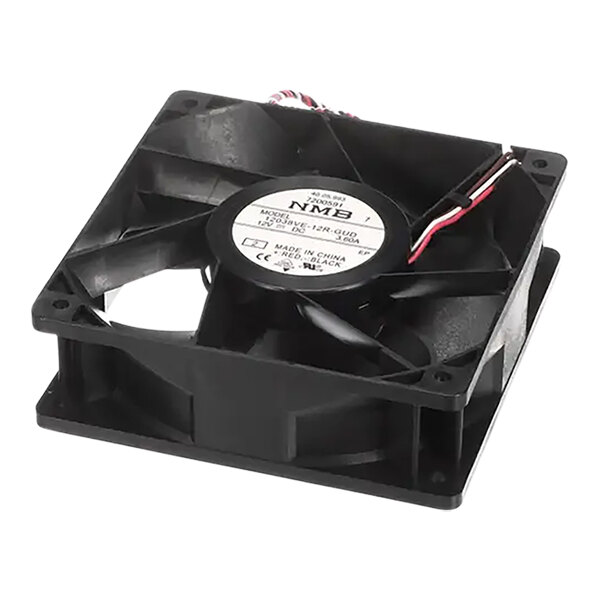 A black Rational cooling fan with wires.
