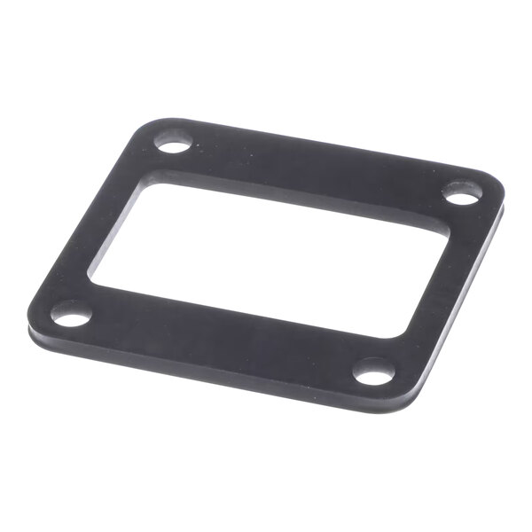 A black rectangular gasket with holes.