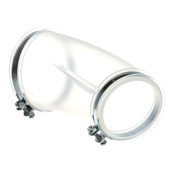 A clear plastic form piece with metal clamps on the ends.