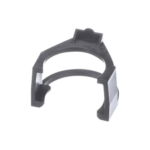 A black plastic locking ring with a hole in it.