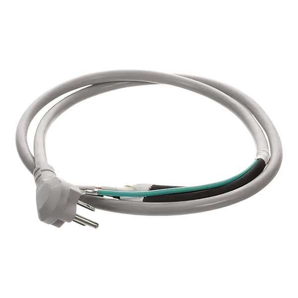 A close-up of a grey and white Wells cord set with a 5-15P plug.
