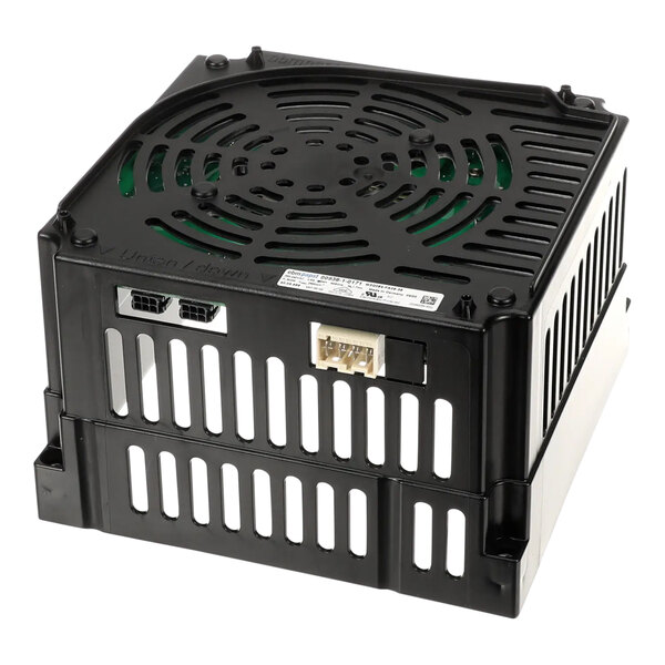 A black Rational motor control box with green vents.