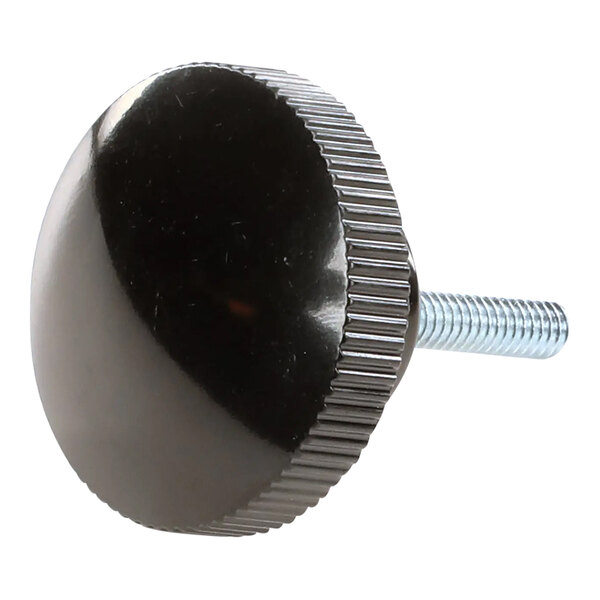 A black Wells knurled knob with a screw on the end.