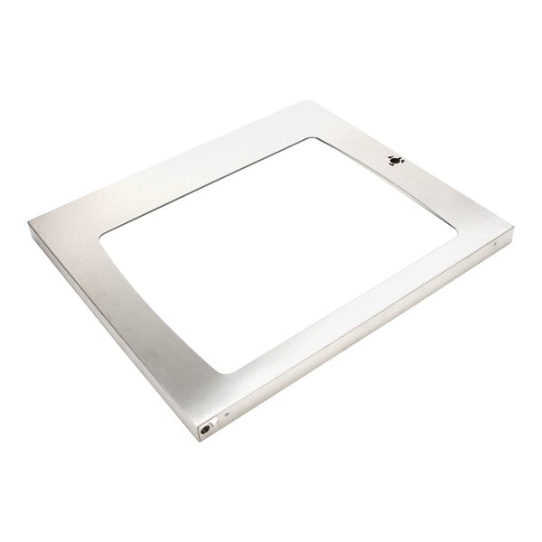 A silver rectangular Rational door frame with a white screen.