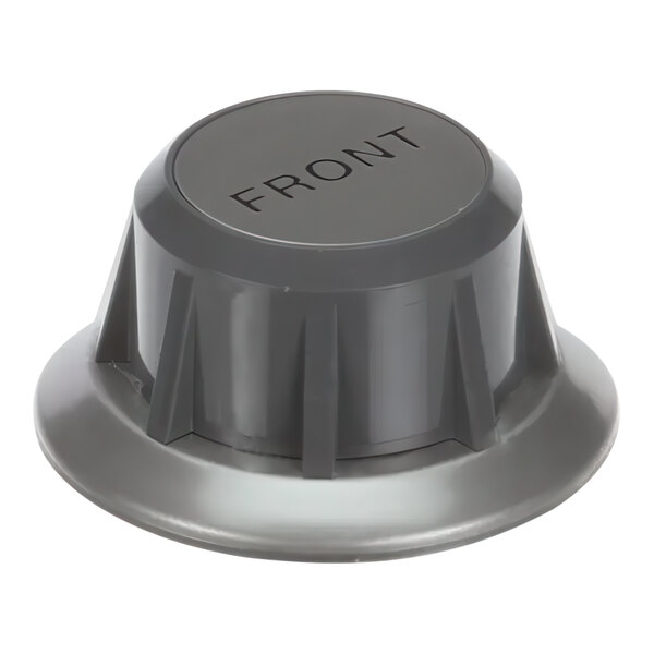 A grey plastic Wells front knob control assembly with a black circle on the front.