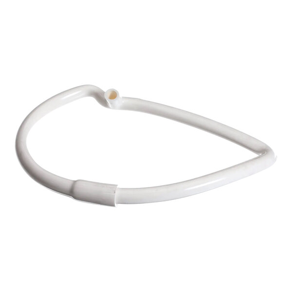 A white plastic Scotsman drain tube with a small metal end.