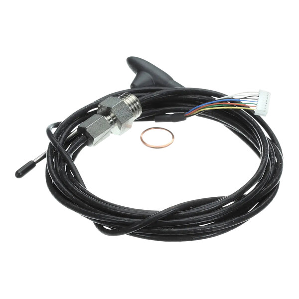 A black wire with a metal connector.