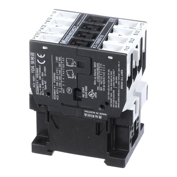 A black and white Rational contactor with two switches.