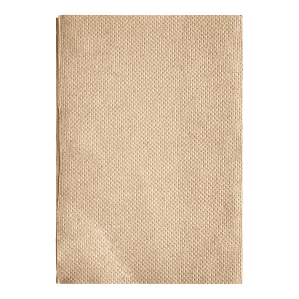 A brown Kraft paper dispenser napkin.