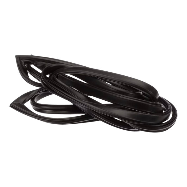 A black rubber seal on a white background.
