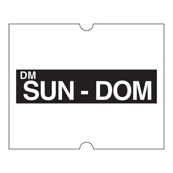 A rectangular white DayMark label with black text that says "Sun - Dom"