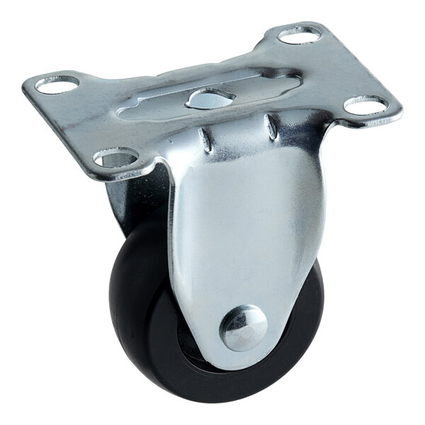 A Galaxy black metal plate caster.