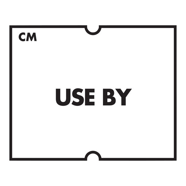 A white square DayMark label with the words "Use By" in black.