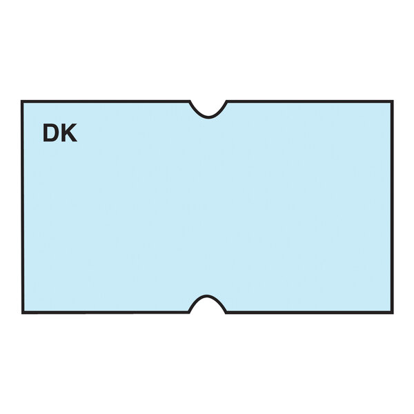 A blue rectangular label with black text reading "DK" and "EXP"
