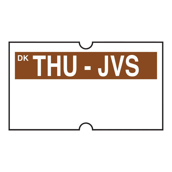 A brown rectangular DayMark label with the text "Thu" in white.