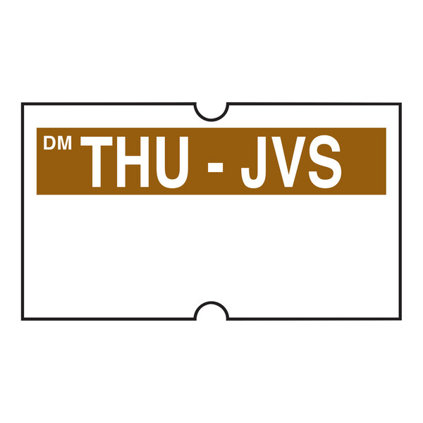 A brown rectangular DayMark label with white text reading "Thursday"