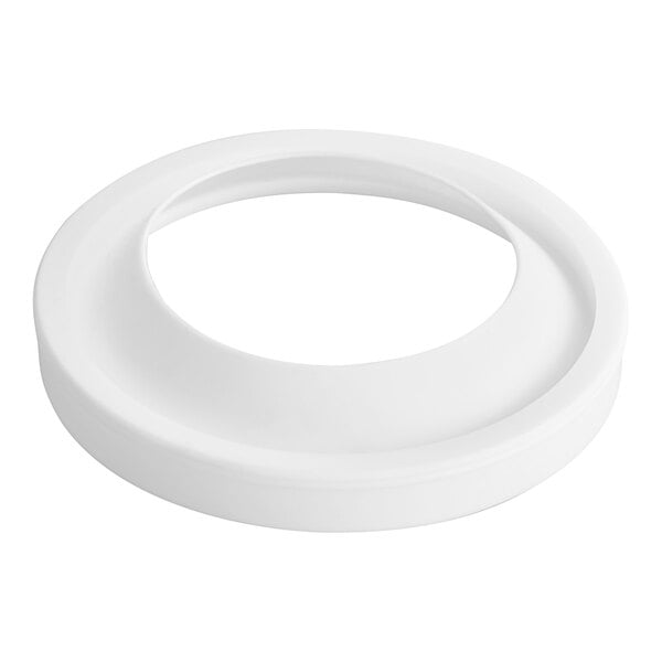 A white oval bowl gasket with a white circle in the middle.