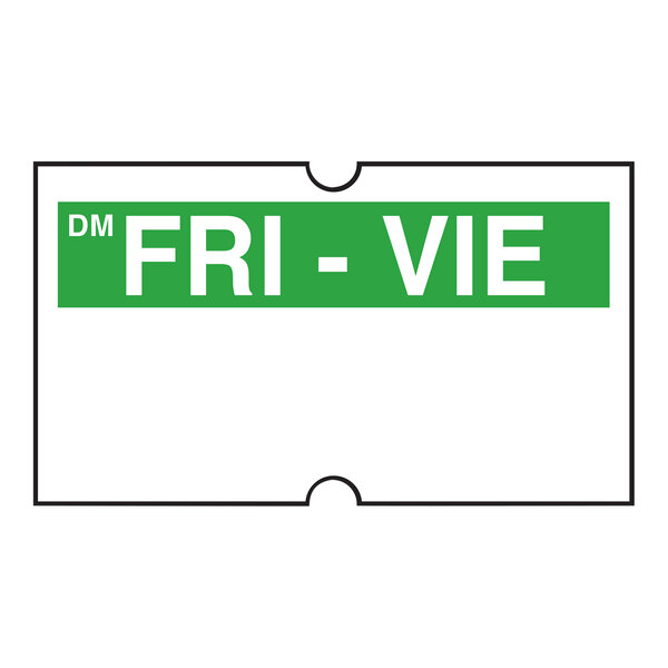A green rectangular sign with white text that says "Friday"