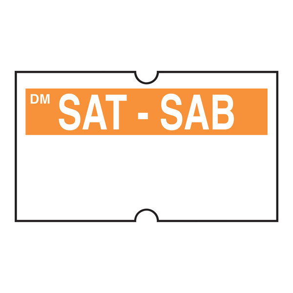 A white label with "Sat" and "Sab" printed in black.