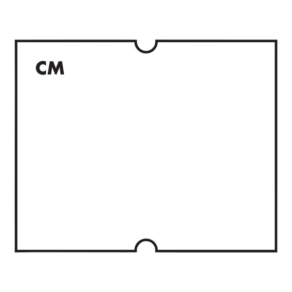 A white rectangular DayMark label with black text reading "cm"
