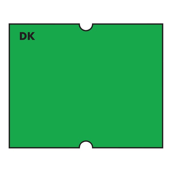 A rectangular green DayMark label with black text.