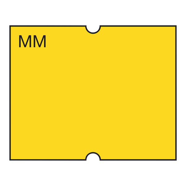 A yellow rectangular DayMark label with black text reading "mm"