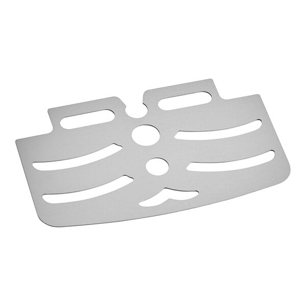 A white metal Galaxy drip tray plate with holes.