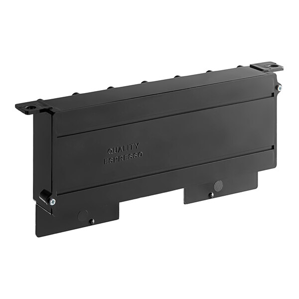 A black rectangular Estella Caffe push button assembly with two holes.