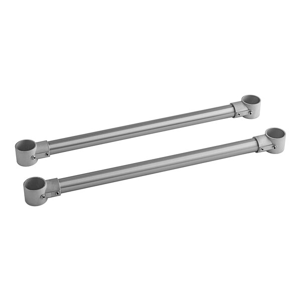 A pair of Regency stainless steel cross braces with handles.
