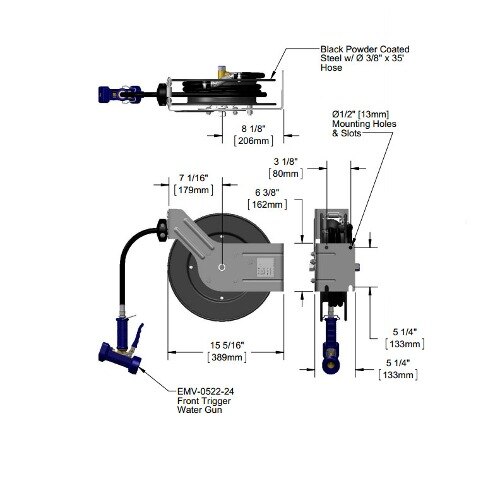 Equip by T&S 5HR-232-12 35' Open Hose Reel with Front Trigger Water Gun