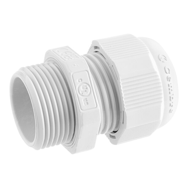 A close-up of a white plastic strain relief for a cheese grater.