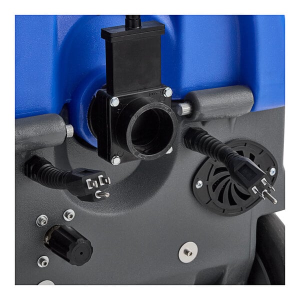 A Lavex blue and black hard surface extractor with hoses attached.