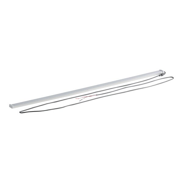 An Avantco LED under shelf lamp with a white rectangular shape and black wires.