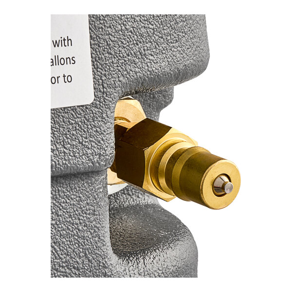 A close-up of the brass and metal valve on a Lavex 2-Stage cold water spot extractor.